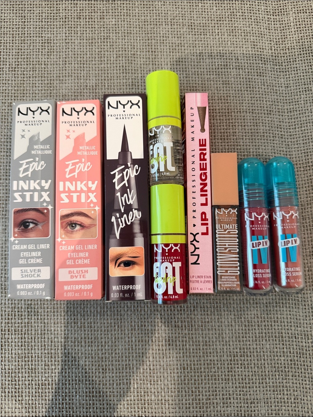 NYX professional make up bundle of liquid eyeliner lip gloss liner eyeshadow etc